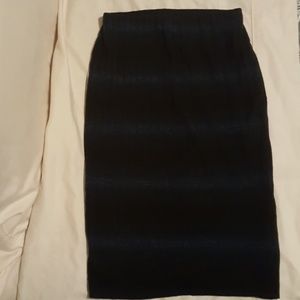 Aqua Black and Blue Striped Midi Skirt